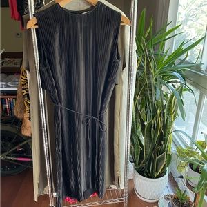 & Other Stories pleated black midi dress